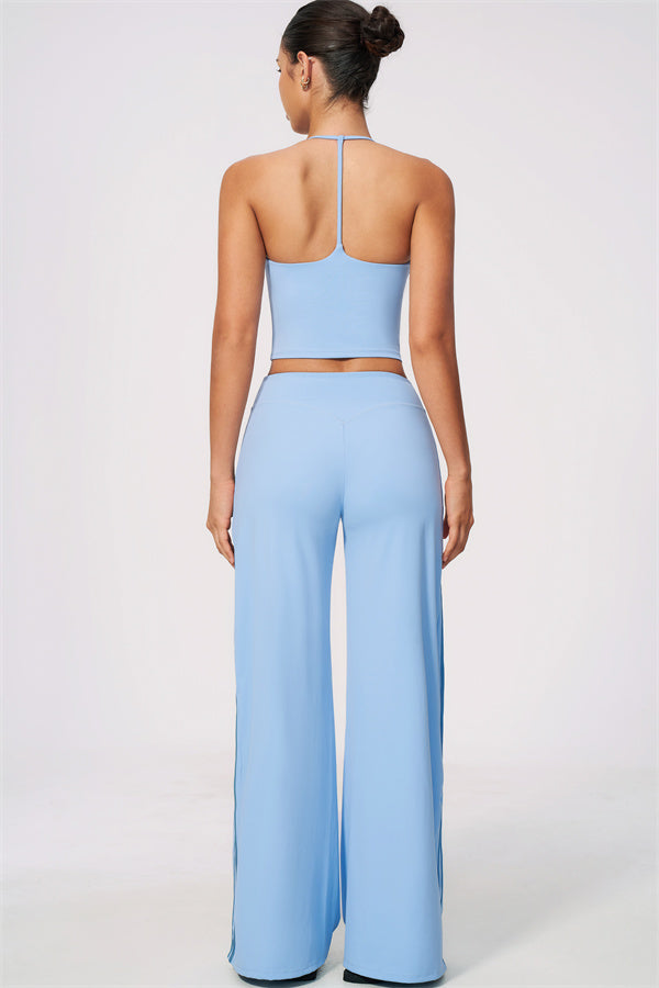 Conjunto de 2 piezas Evoke: top corto y pantalones de pierna recta