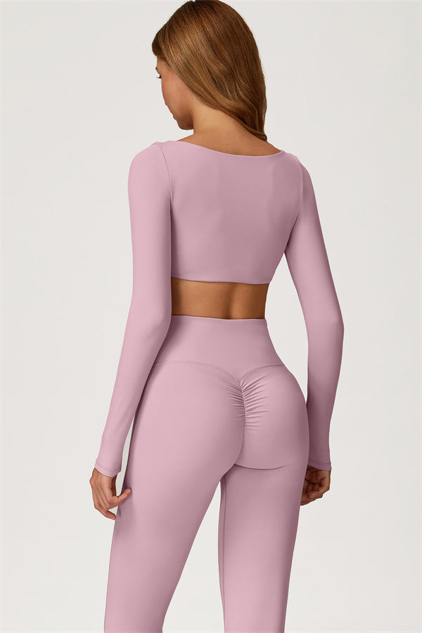 Conjunto de 2 piezas Lily Belle: top corto y leggings acampanados