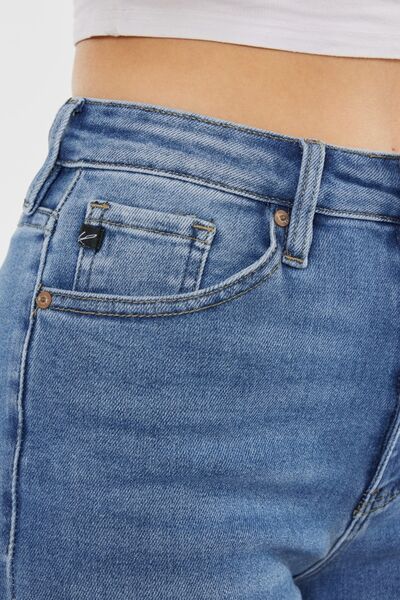 Jeans Kancan de tallas grandes, cintura alta y efecto bigotes de gato