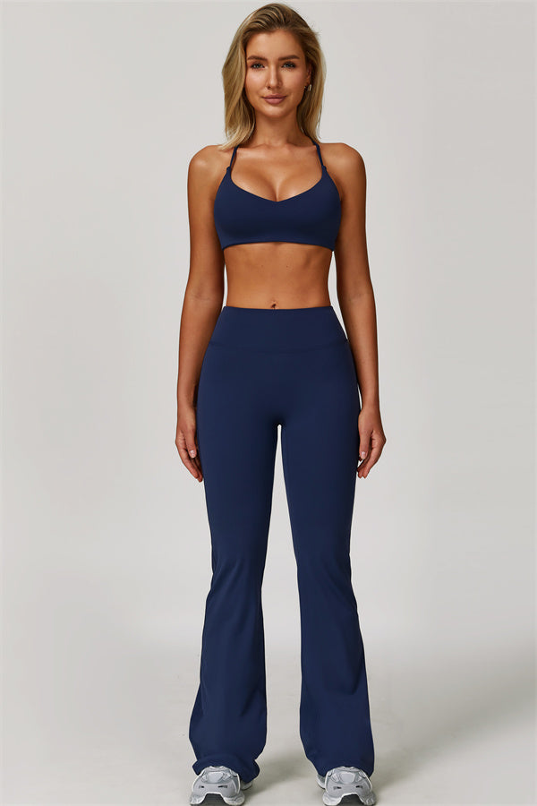Conjunto Refresh de 2 piezas: sujetador deportivo y leggings acampanados