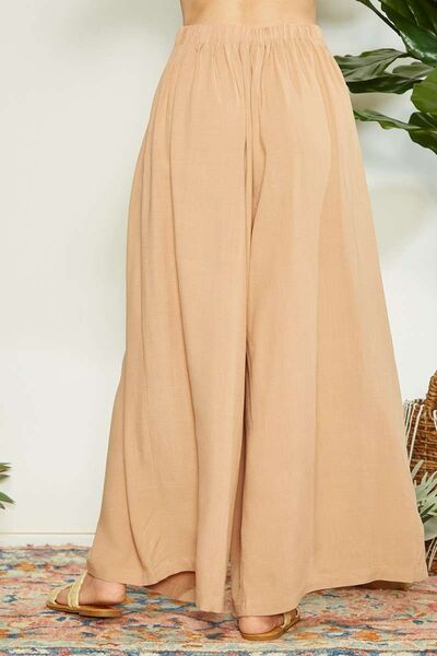 Pantalones de pierna ancha Mittoshop con detalle de pliegues cruzados