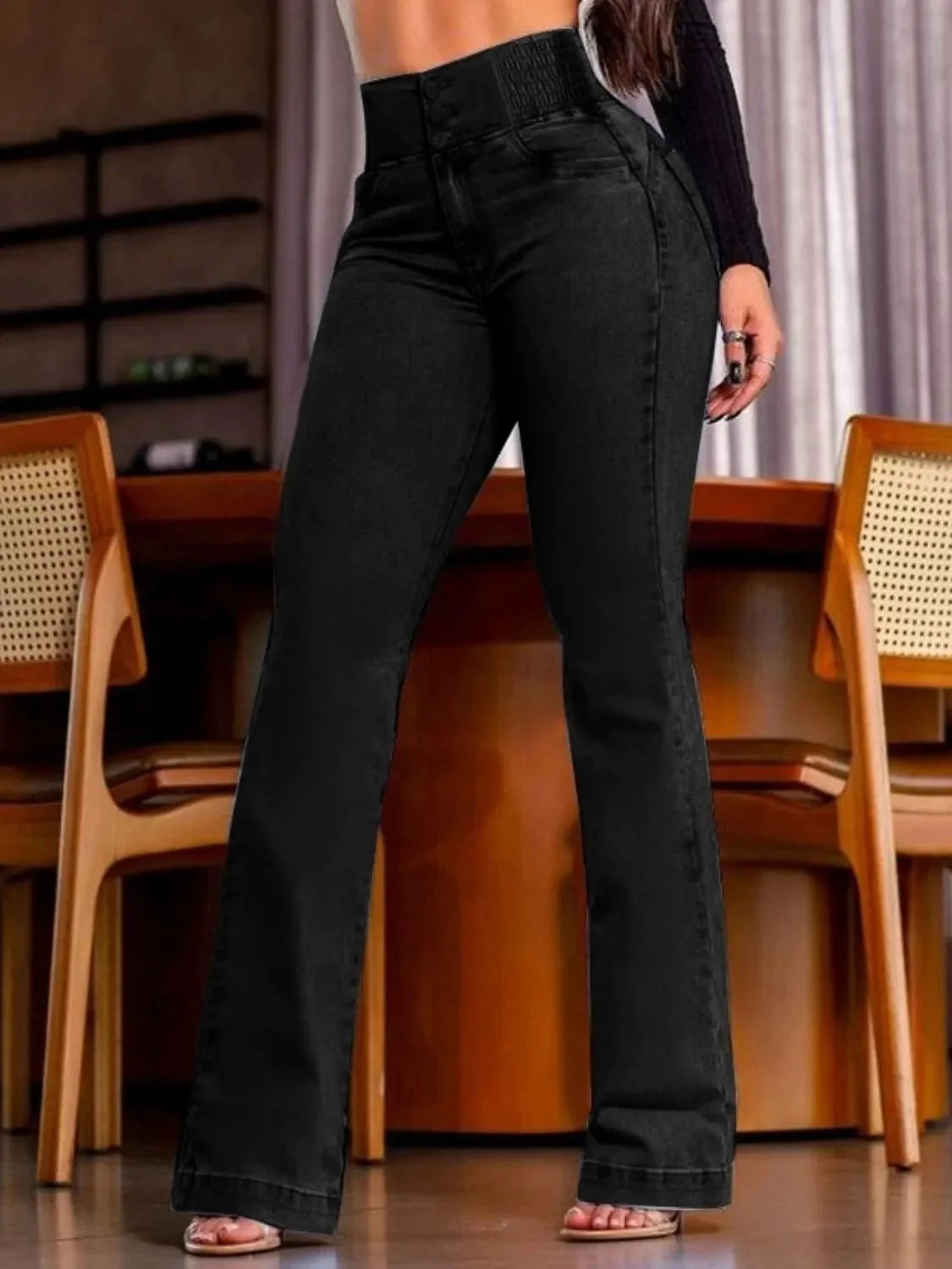 Jeans bootcut de tiro alto