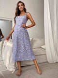 Printed Tie Shoulder Midi Night Dress  Shop One Place
