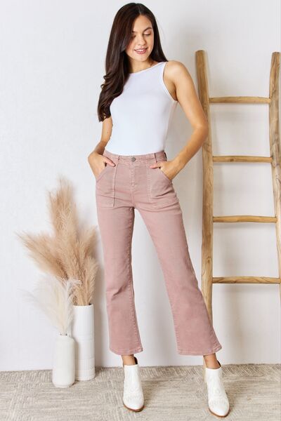 Jeans acampanados de tiro alto al tobillo RISEN para tallas grandes