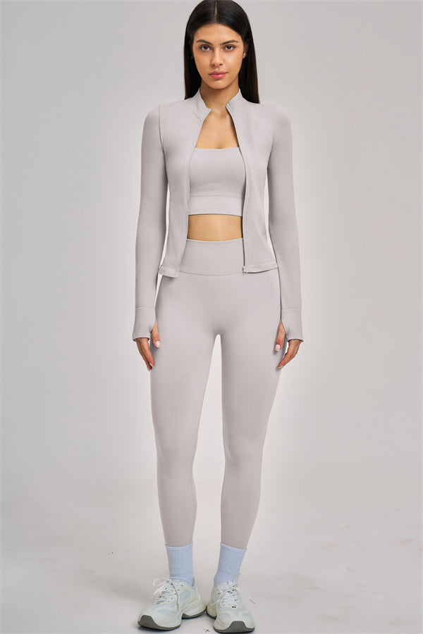 Conjunto de 3 piezas Vision: chaqueta, sujetador deportivo y leggings
