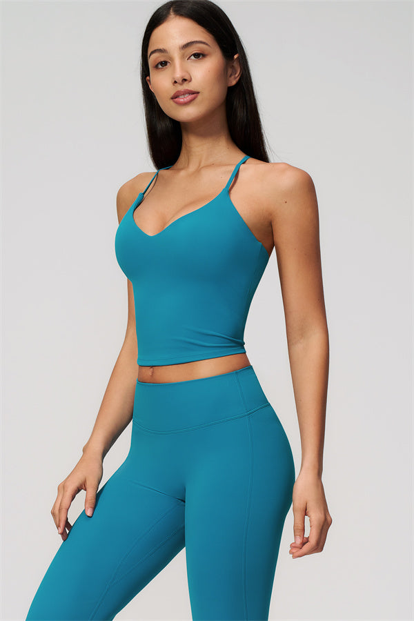 Conjunto de 2 piezas Zura con camiseta de tirantes y leggings acampanados