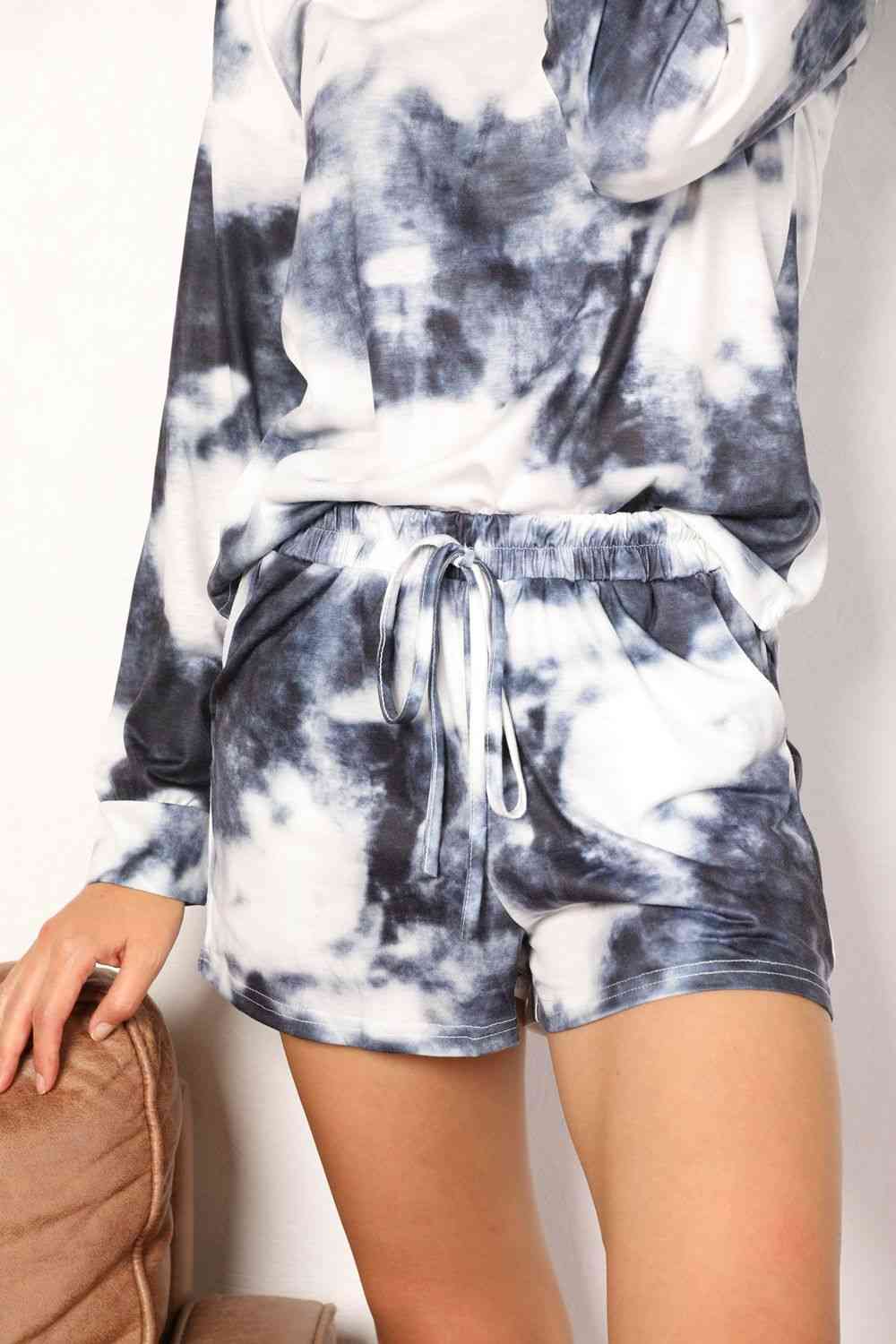 Double Take Tie-Dye Round Neck Top and Shorts Lounge Set  Shop One Place
