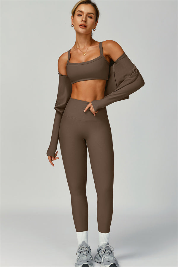 Set da 3 pezzi Burst: giacca, reggiseno sportivo e leggings