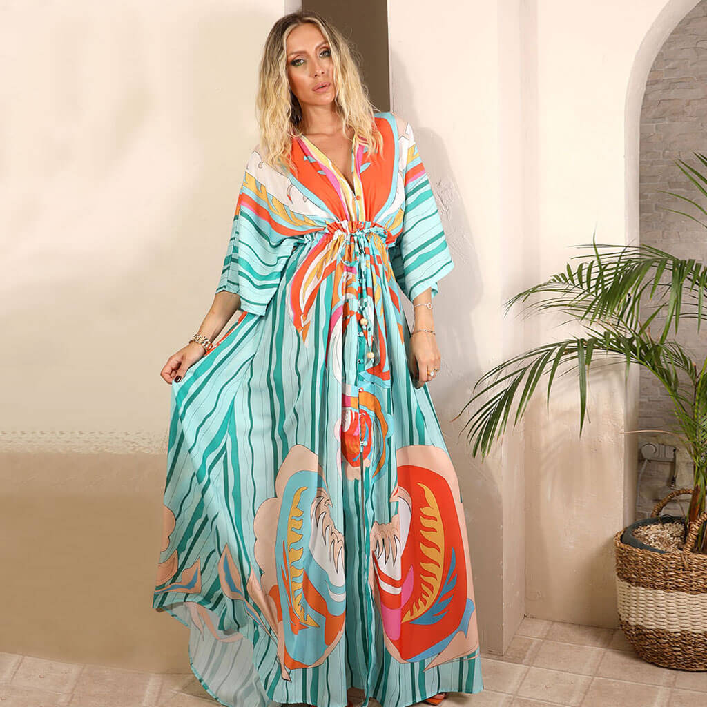 Vestido maxi abstracto