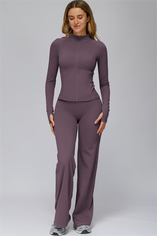 Conjunto de 2 piezas FlexCore Pure: chaqueta con cremallera y leggings acampanados