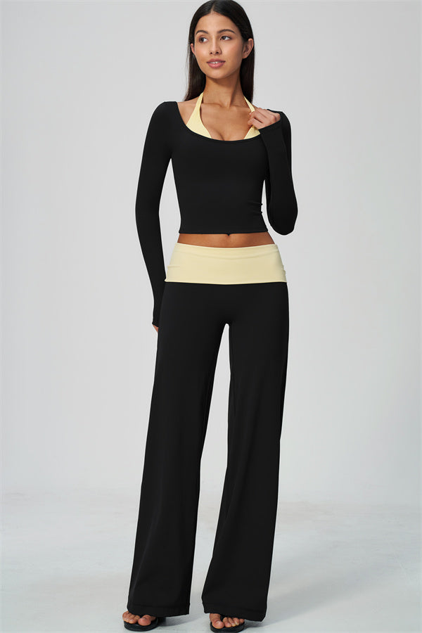 Conjunto de 2 piezas Cascade: camiseta de manga larga y pantalones de pierna recta con bloques de color