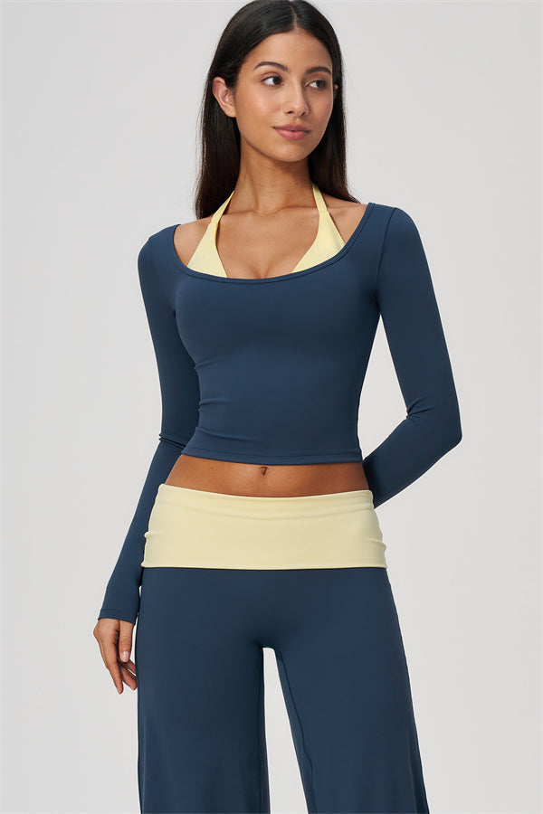 Conjunto de 2 piezas Cascade: camiseta de manga larga y pantalones de pierna recta con bloques de color
