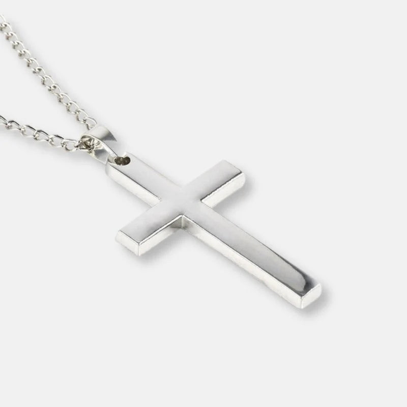 Collana con croce da uomo in acciaio inossidabile