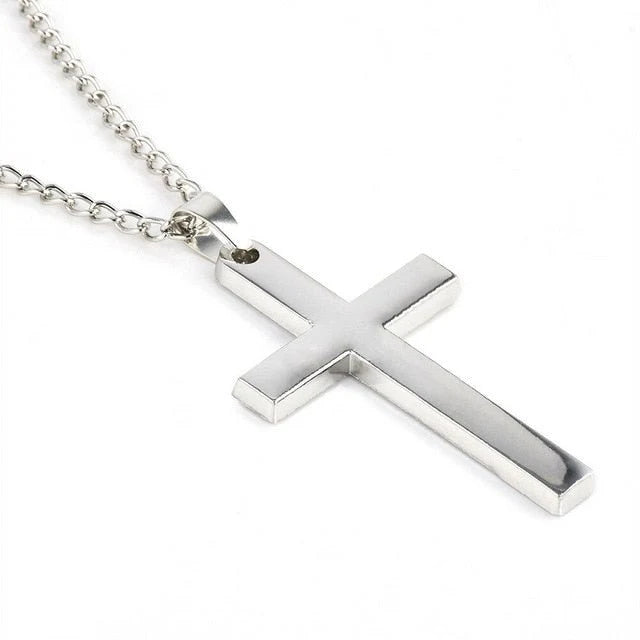 Collana con croce da uomo in acciaio inossidabile