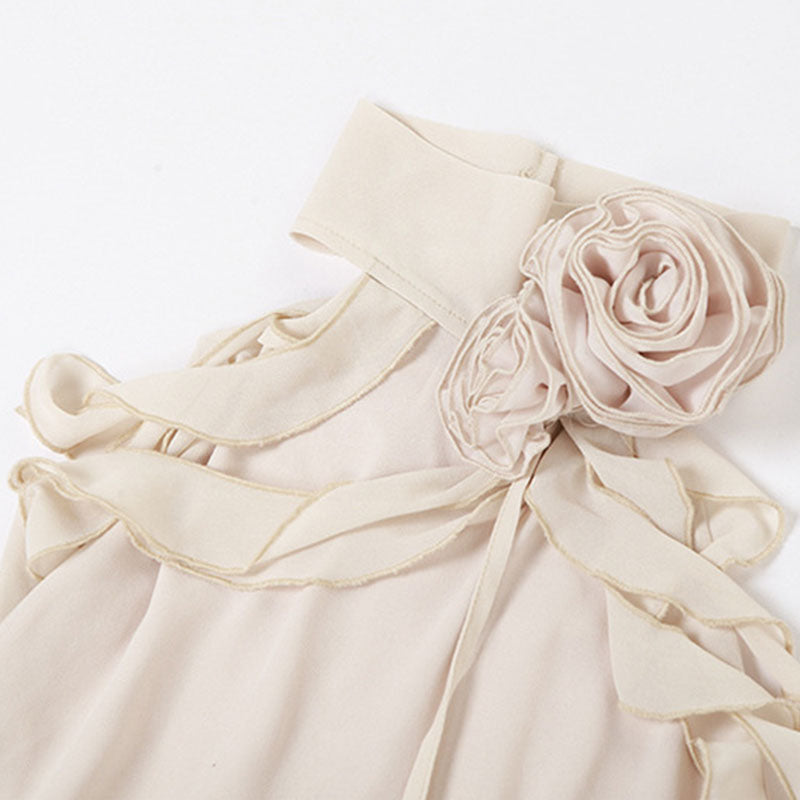 Vestido mini asimétrico con volantes escalonados