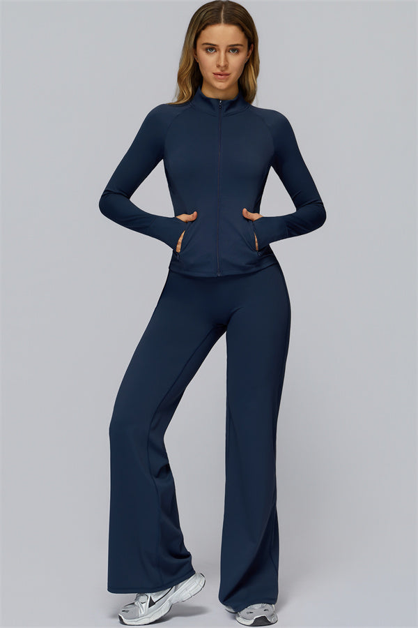 Conjunto de 2 piezas FlexCore Pure: chaqueta con cremallera y leggings acampanados