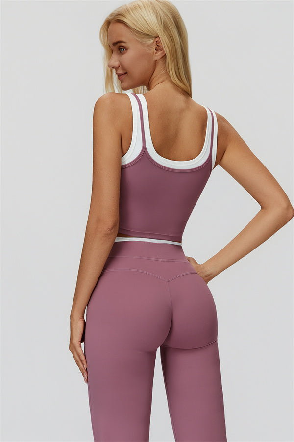 Conjunto de 2 piezas Canyon con top corto de tirantes y leggings acampanados