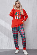 ALL IS BRIGHT Round Neck Top and Plaid Pants Lounge Set  Shop One Place