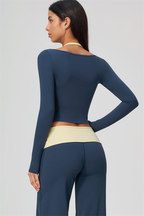 Conjunto de 2 piezas Cascade: camiseta de manga larga y pantalones de pierna recta con bloques de color