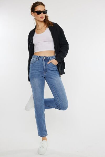Jeans Kancan de tallas grandes, cintura alta y efecto bigotes de gato