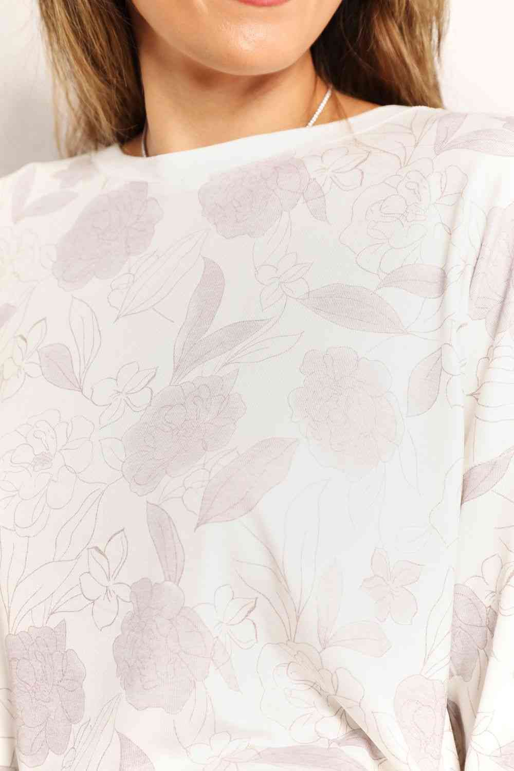 Double Take Floral Long Sleeve Top and Shorts Loungewear Set  Shop One Place
