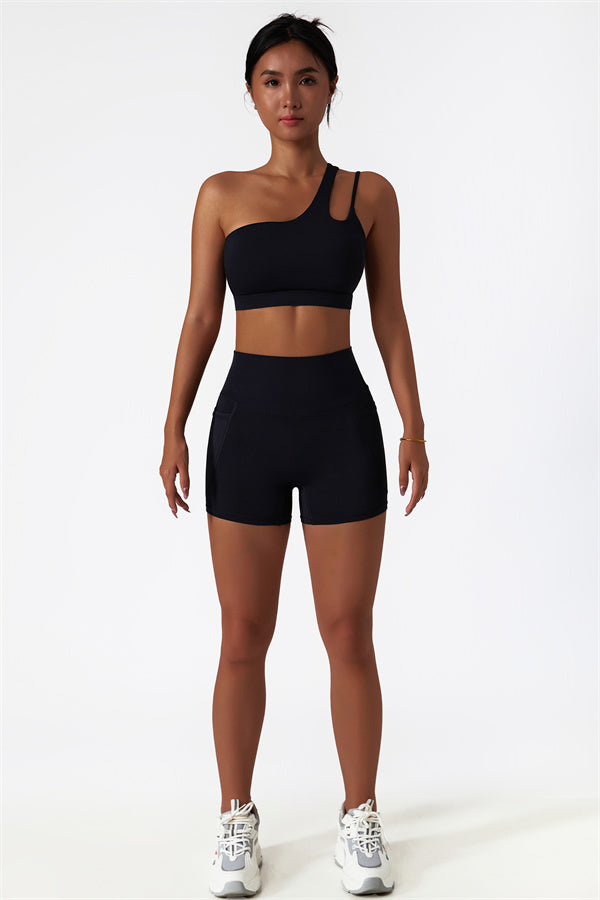 Ensemble 2 pièces Blissful Rose : brassière de sport et short