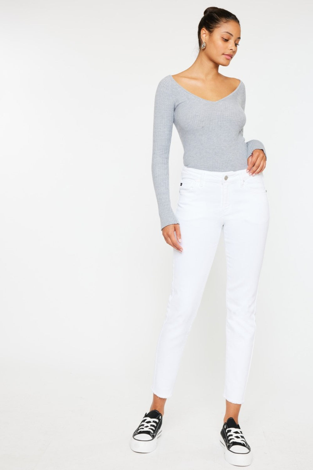 Jeans skinny Kancan de tiro medio y largo al tobillo