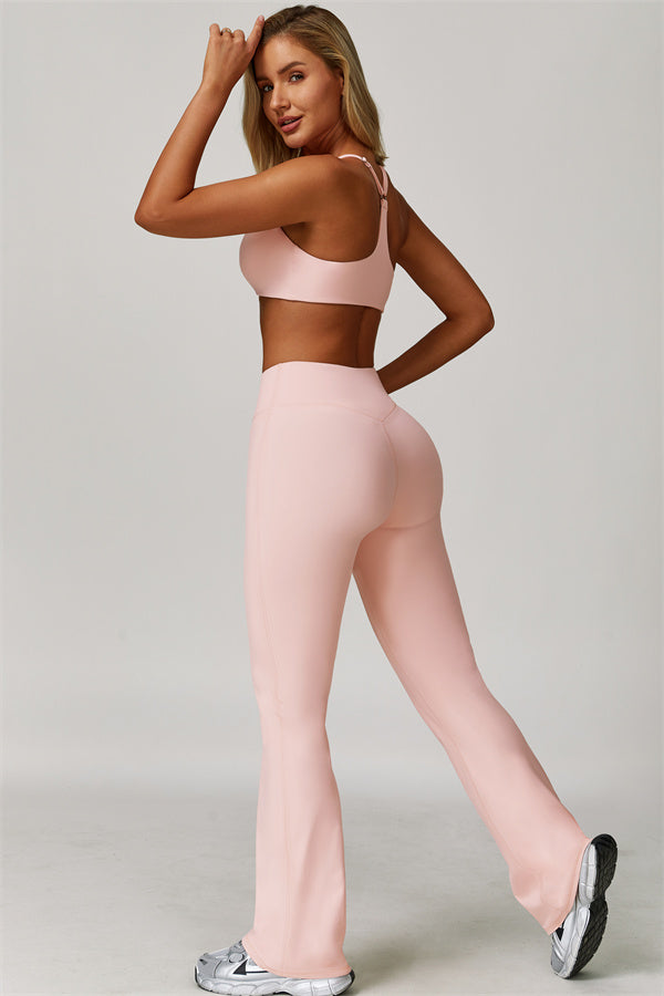 Conjunto Refresh de 2 piezas: sujetador deportivo y leggings acampanados