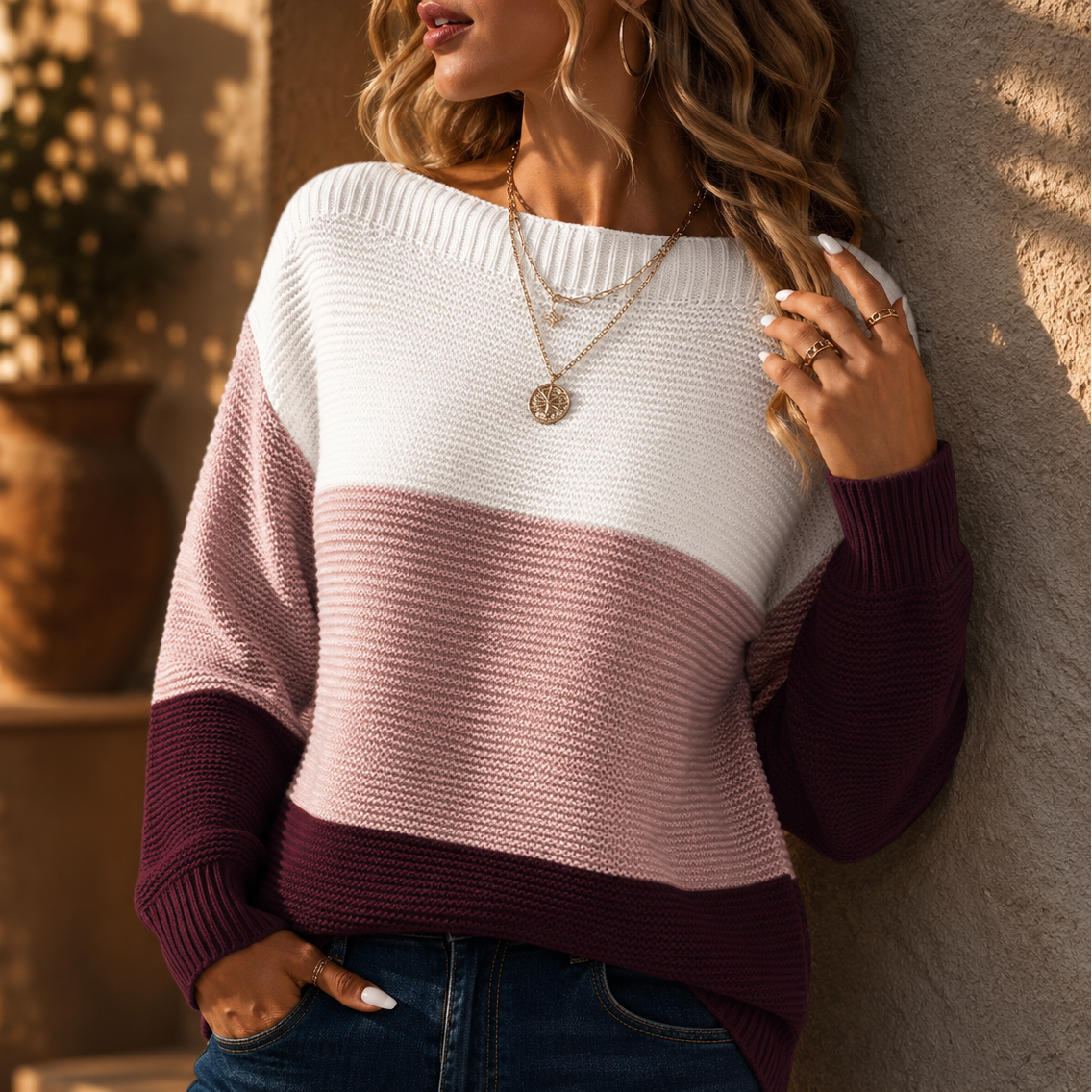 Prenda de punto con bloques de color Frances Signature