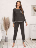 Round Neck Top and Pants Lounge Set  Shop One Place