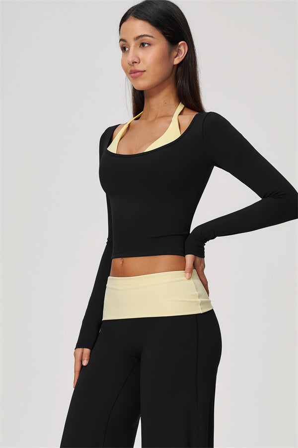 Conjunto de 2 piezas Cascade: camiseta de manga larga y pantalones de pierna recta con bloques de color
