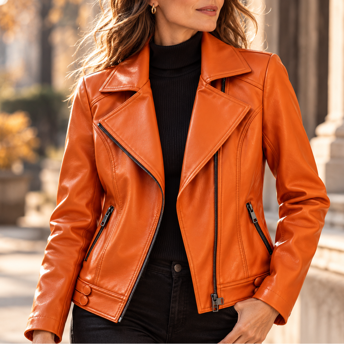 Chaqueta motera Francesca con solapas