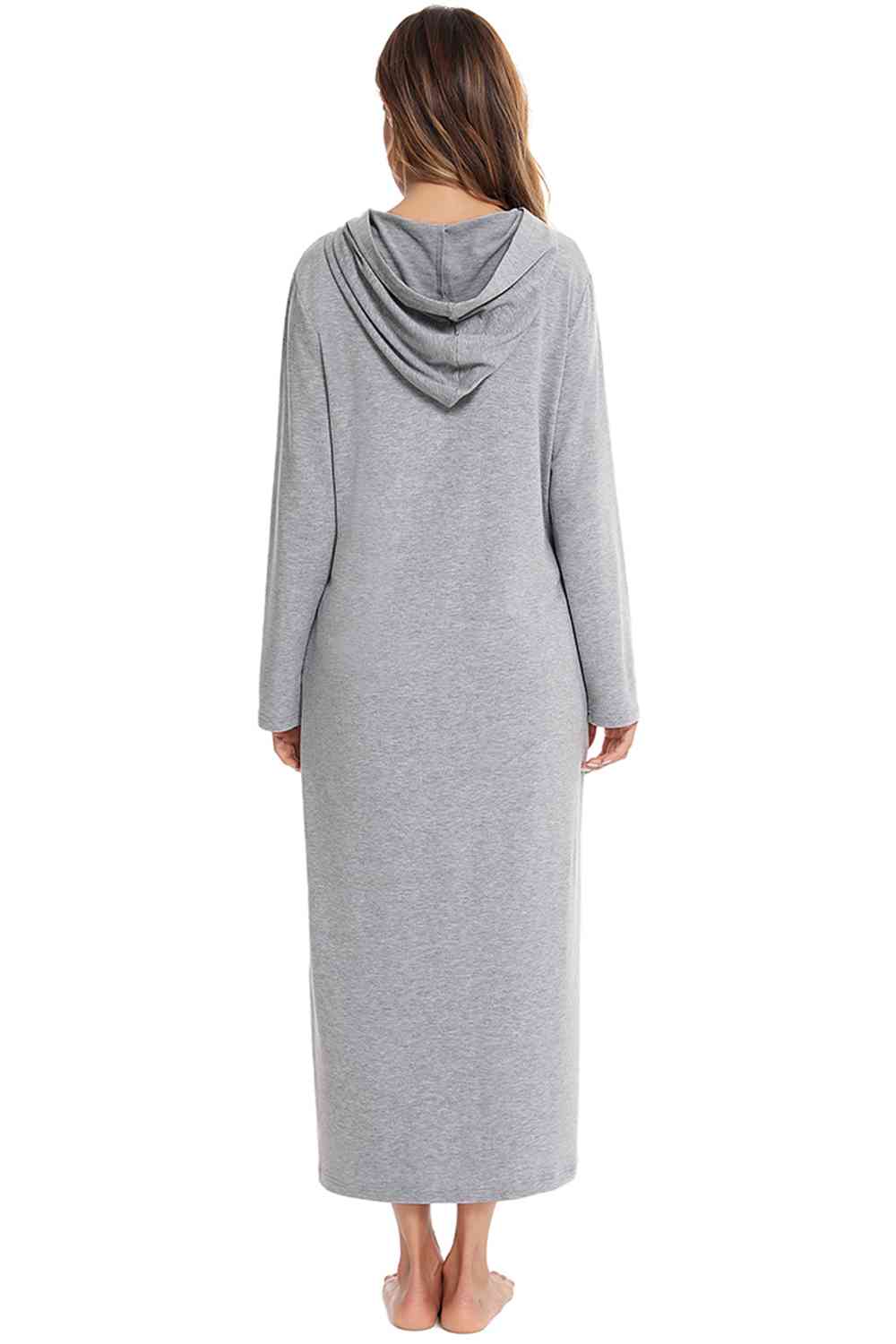 Zip Front Hooded Night Dress with Pockets  Shop One Place