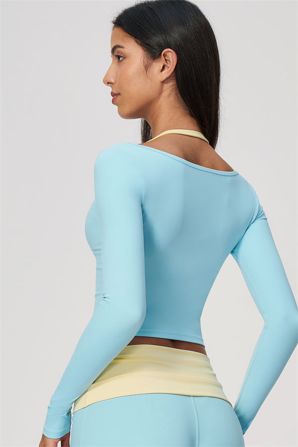 Conjunto de 2 piezas Cascade: camiseta de manga larga y pantalones de pierna recta con bloques de color