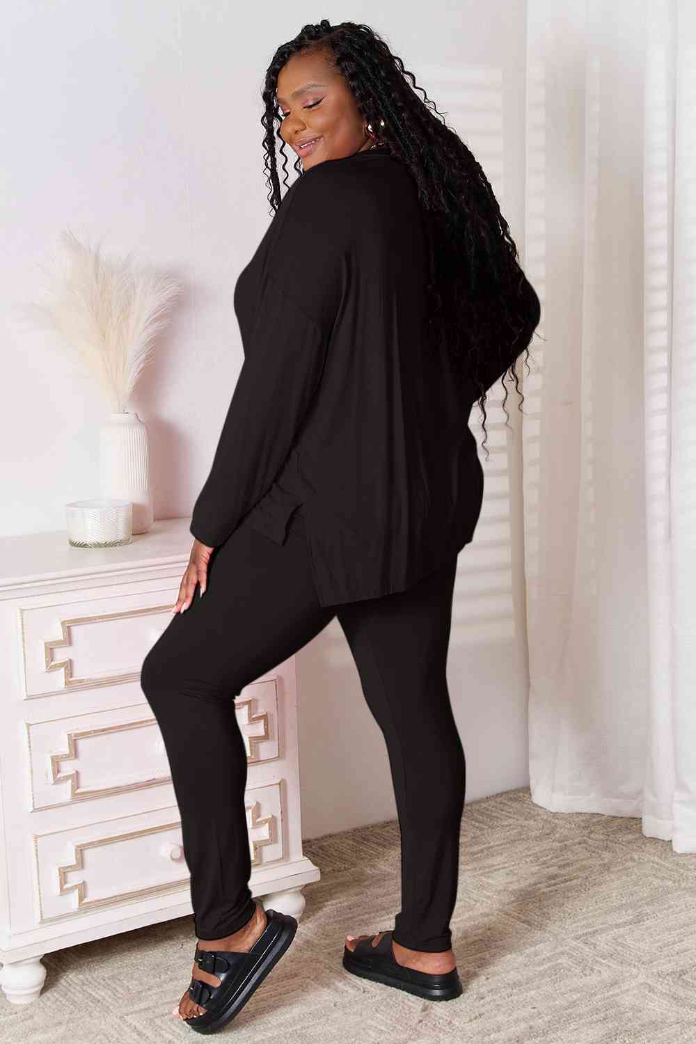 Basic Bae Full Size V-Neck Soft Rayon Long Sleeve Top and Pants Lounge Set  Shop One Place