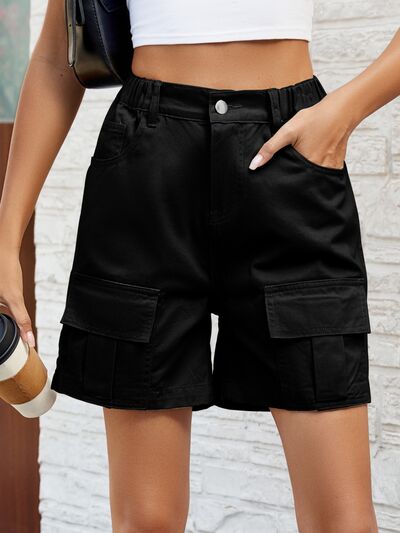 Shorts vaqueros de talle alto con bolsillos
