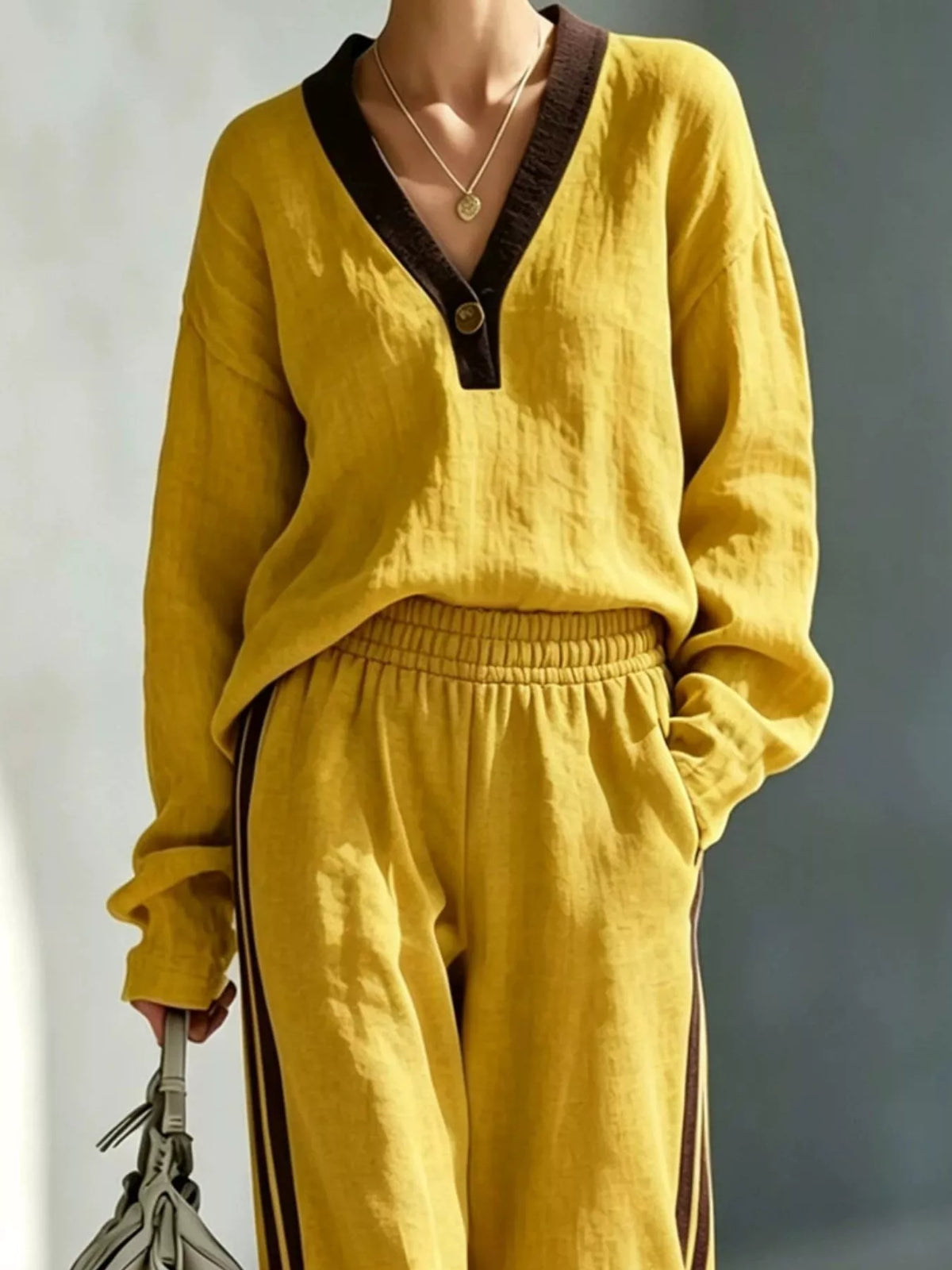 Long Sleeve Top and Side-Striped Joggers Set  Shop One Place
