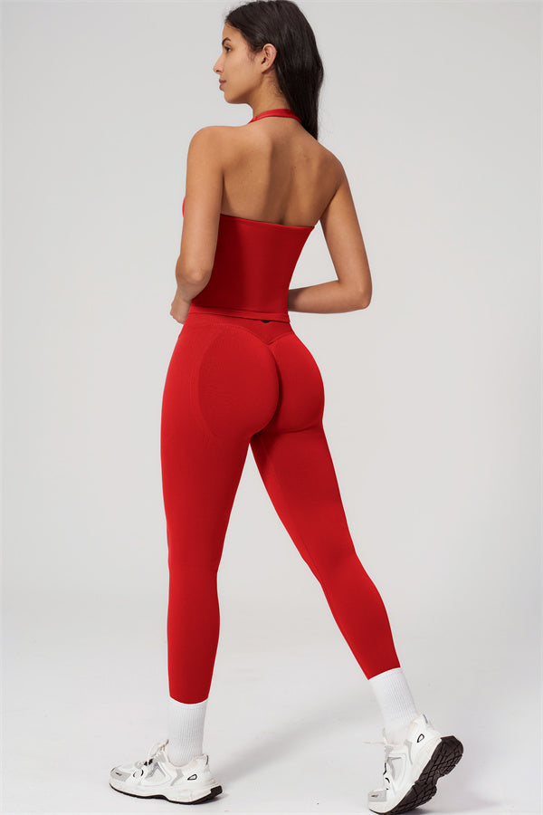 Conjunto Empower de 2 piezas: top corto halter y leggings