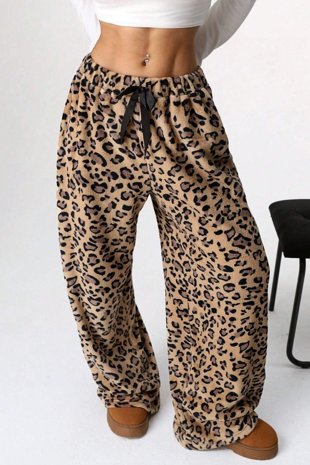 Pantalones de pierna ancha con estampado de leopardo