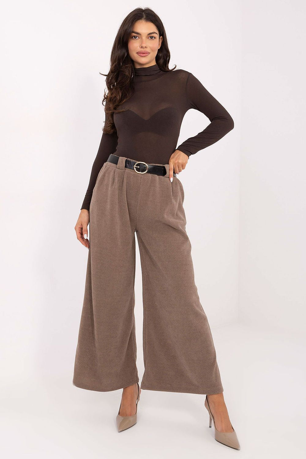Pantalones de pierna ancha de cintura alta para mujer
