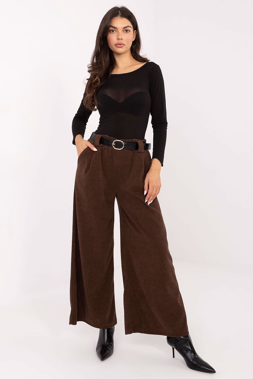 Pantalones de pierna ancha de cintura alta para mujer