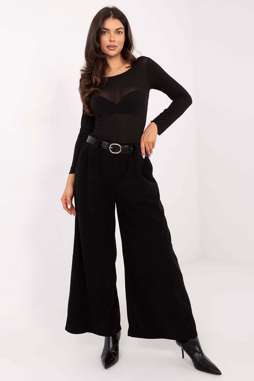 Pantalones de pierna ancha de cintura alta para mujer