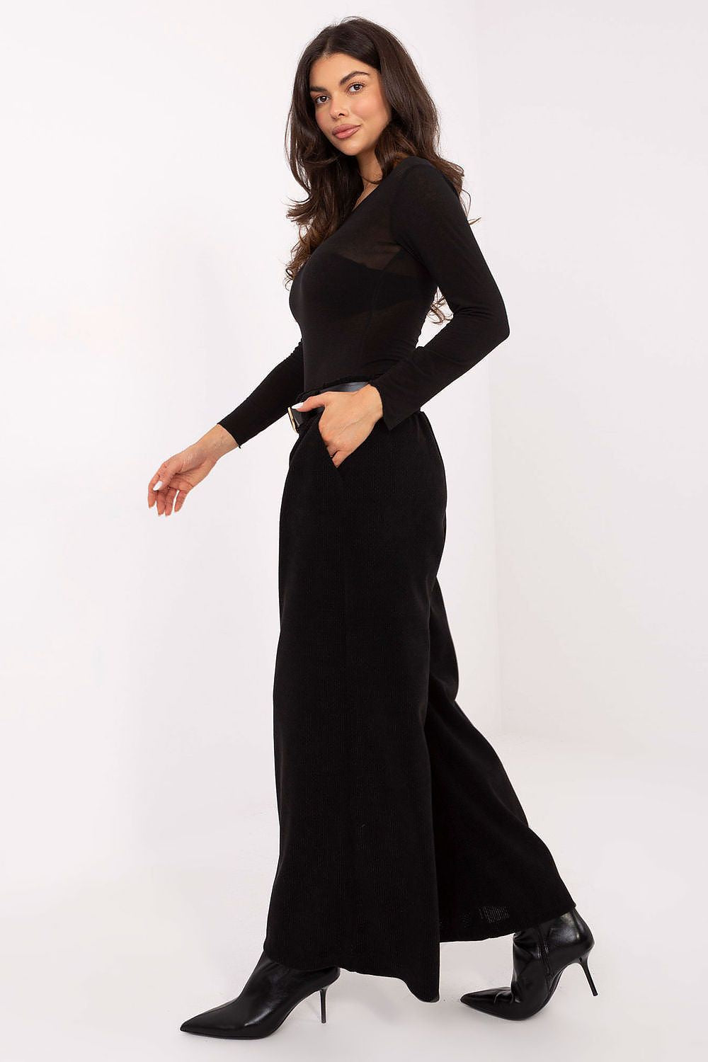 Pantalones de pierna ancha de cintura alta para mujer