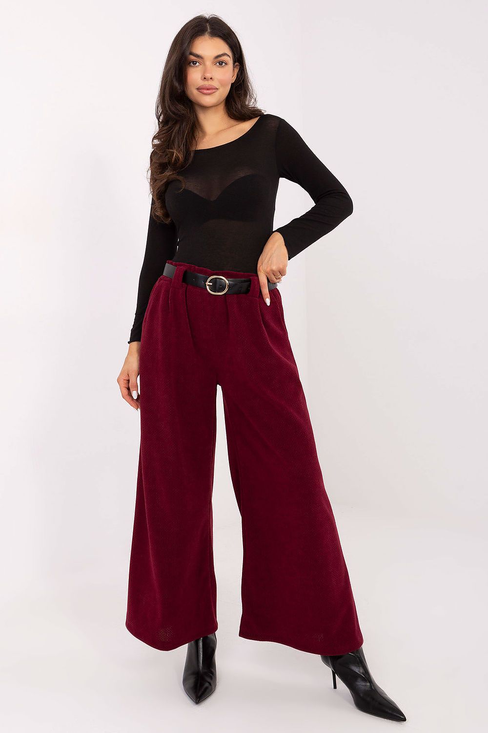Pantalones de pierna ancha de cintura alta para mujer