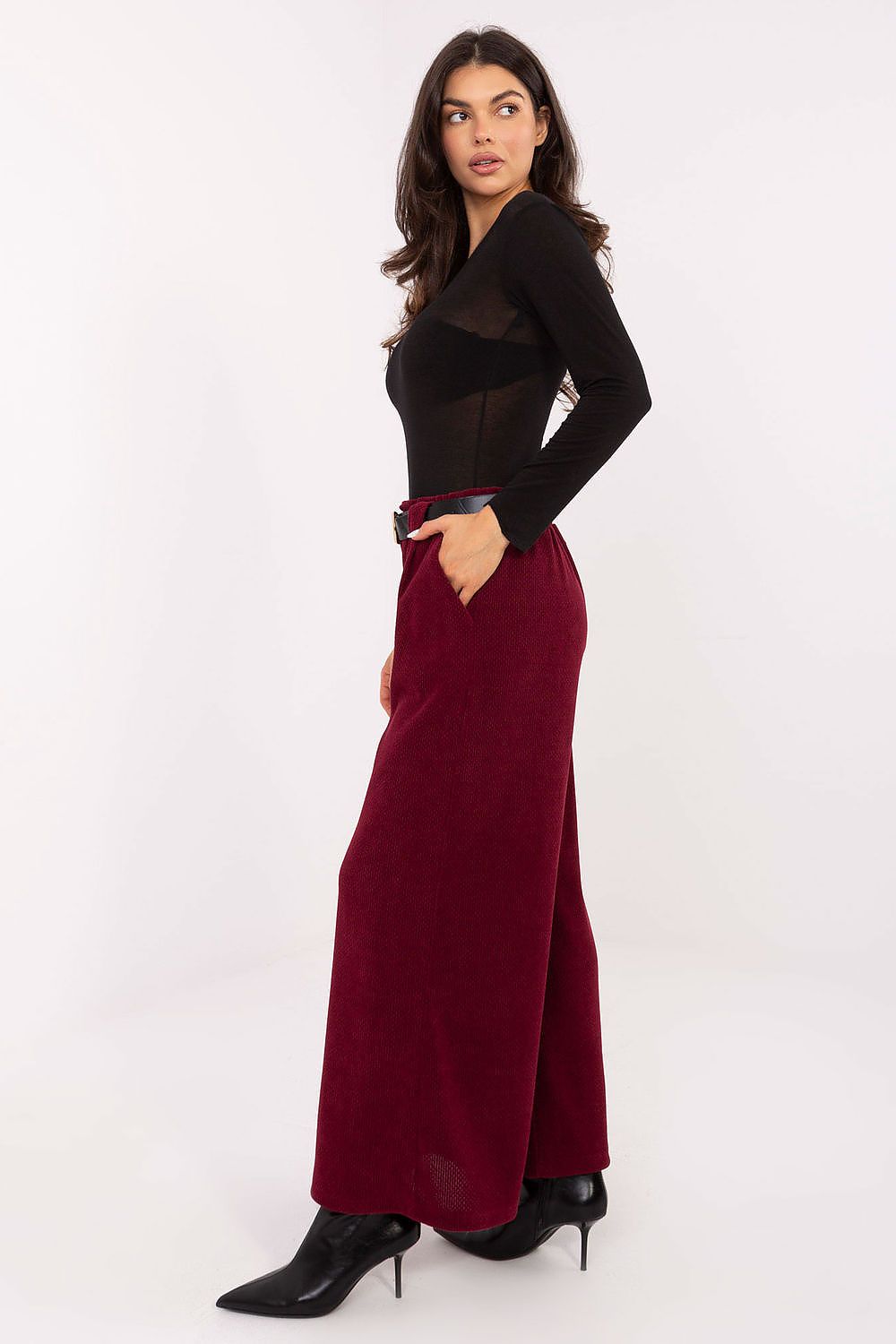 Pantalones de pierna ancha de cintura alta para mujer