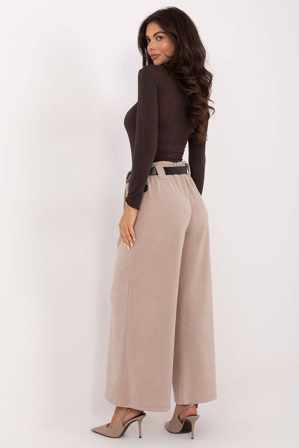 Pantalones de pierna ancha de cintura alta para mujer