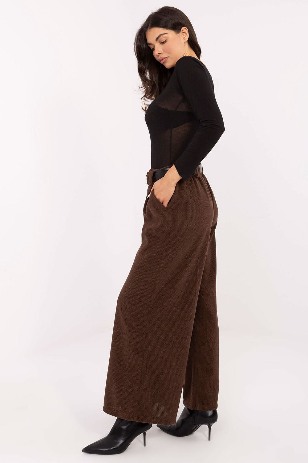 Pantalones de pierna ancha de cintura alta para mujer