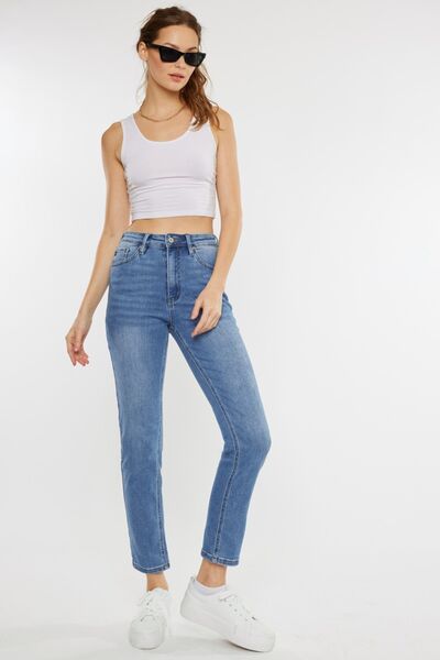 Jeans Kancan de tallas grandes, cintura alta y efecto bigotes de gato