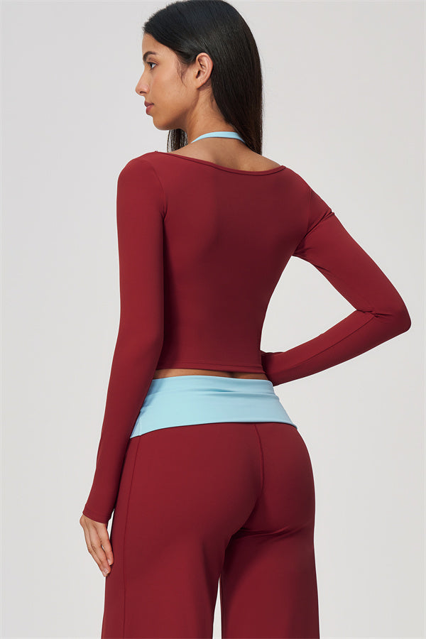 Conjunto de 2 piezas Cascade: camiseta de manga larga y pantalones de pierna recta con bloques de color