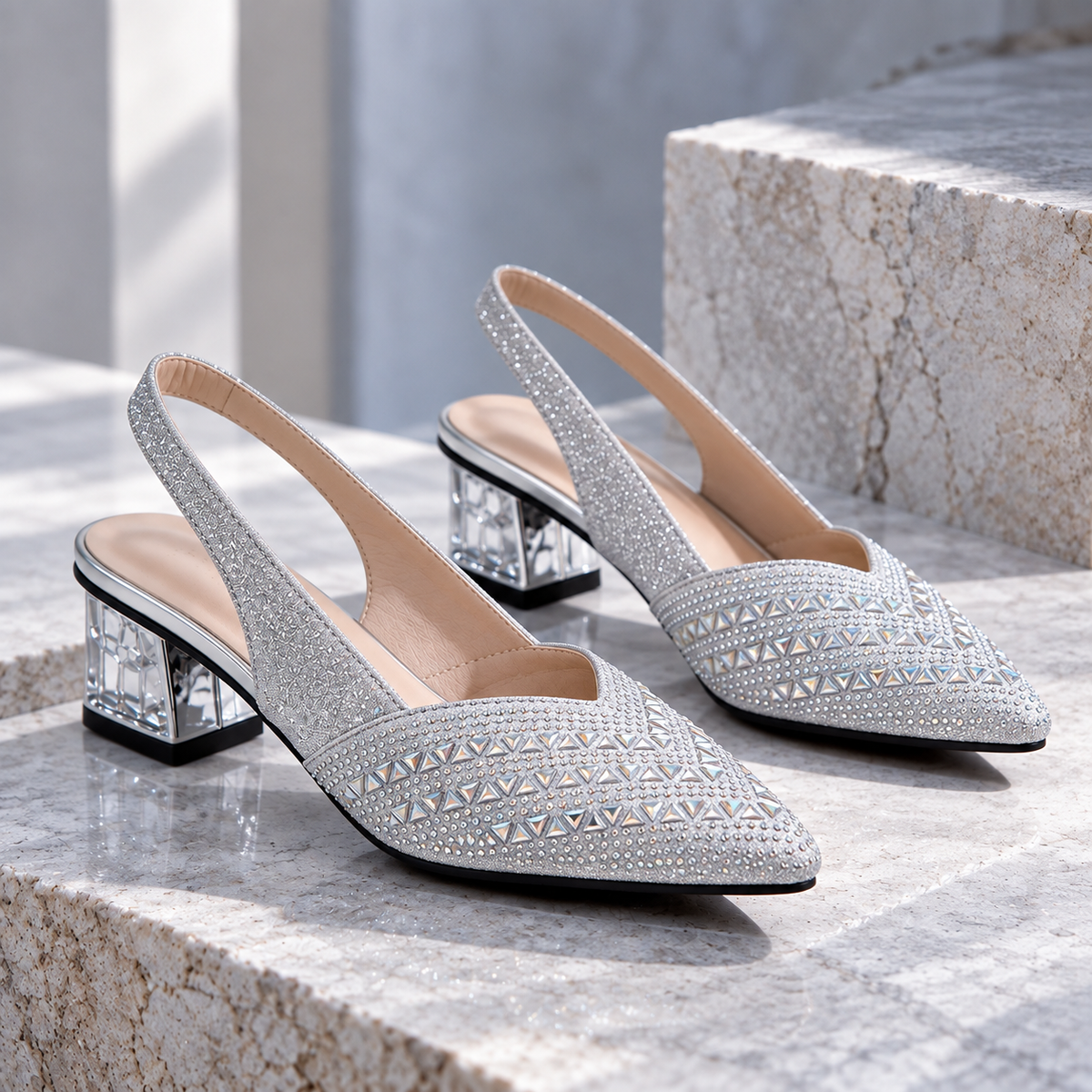 Noelle, zapatos destalonados con brillo